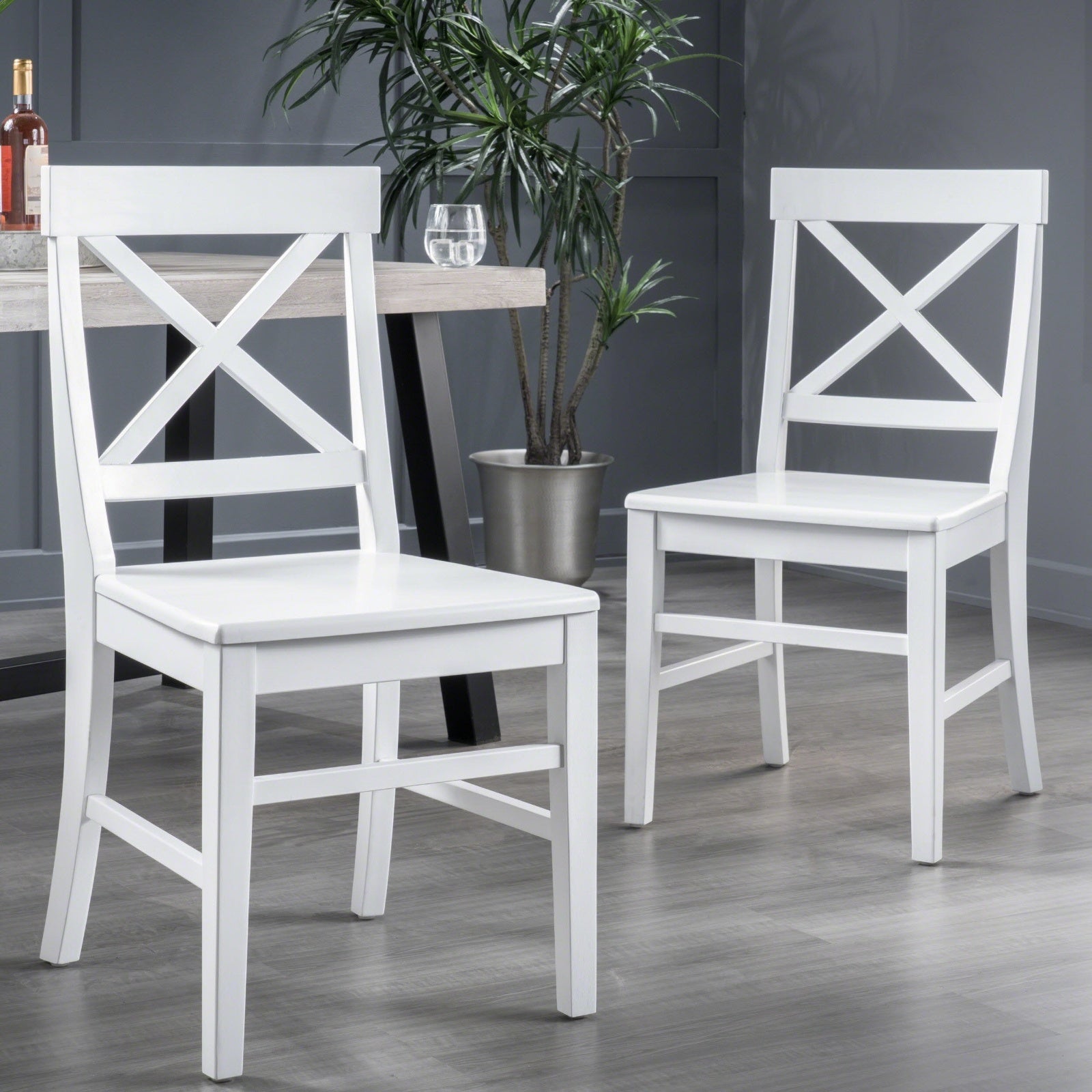 Acacia Wood Dining Chairs White Set for Modern Dining