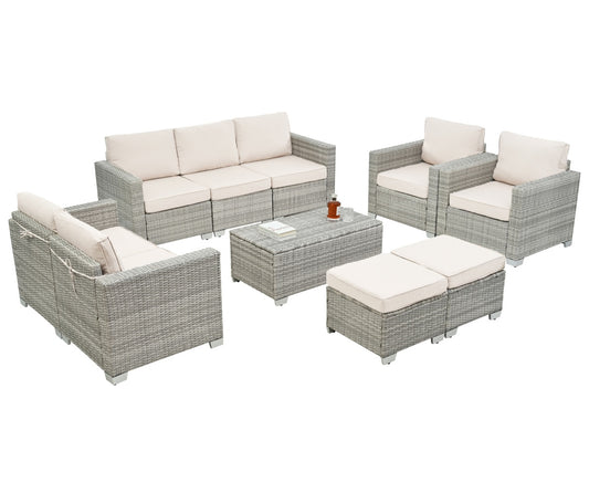 10 Piece Outdoor Patio Furniture Set With Cushions Included