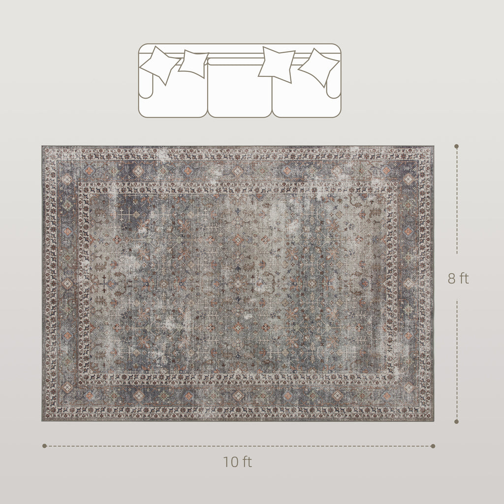 Machine Washable Area Rug 8x10 Non Slip Traditional Rug