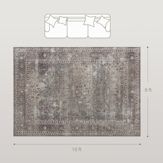 Machine Washable Area Rug 8x10 Non Slip Traditional Rug