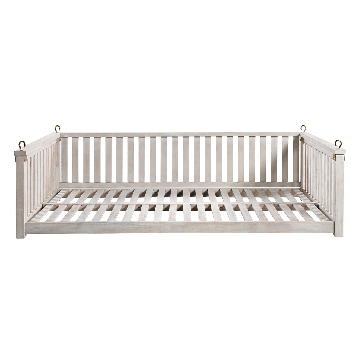 Solid wood twin size porch swing with ropes by Anthony & Home, showcasing a sturdy outdoor seating option with a classic design.