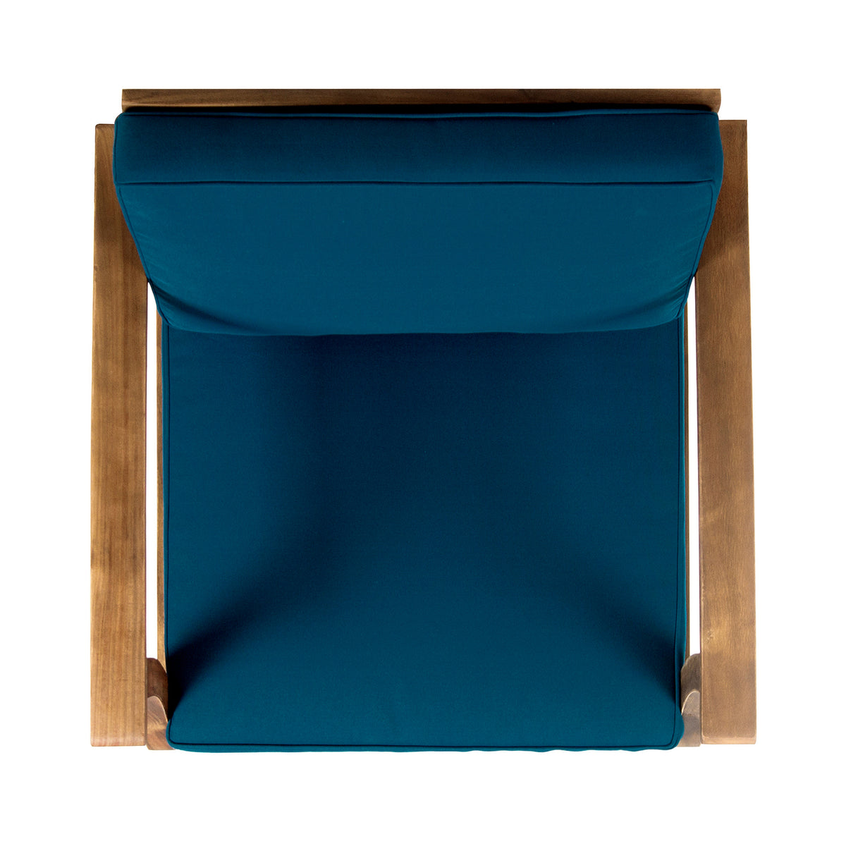 Pair of blue velvet Perla Club Chairs by Anthony & Home, stylishly arranged in a modern living room setting.