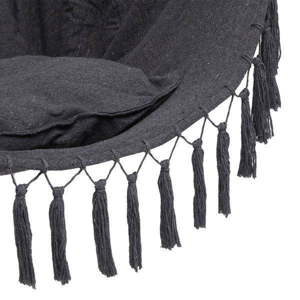 Galvanized Pipe Cut Gray Fringe Cushion Hanging Chair Polyester Cotton Belt 2pcs Cushion