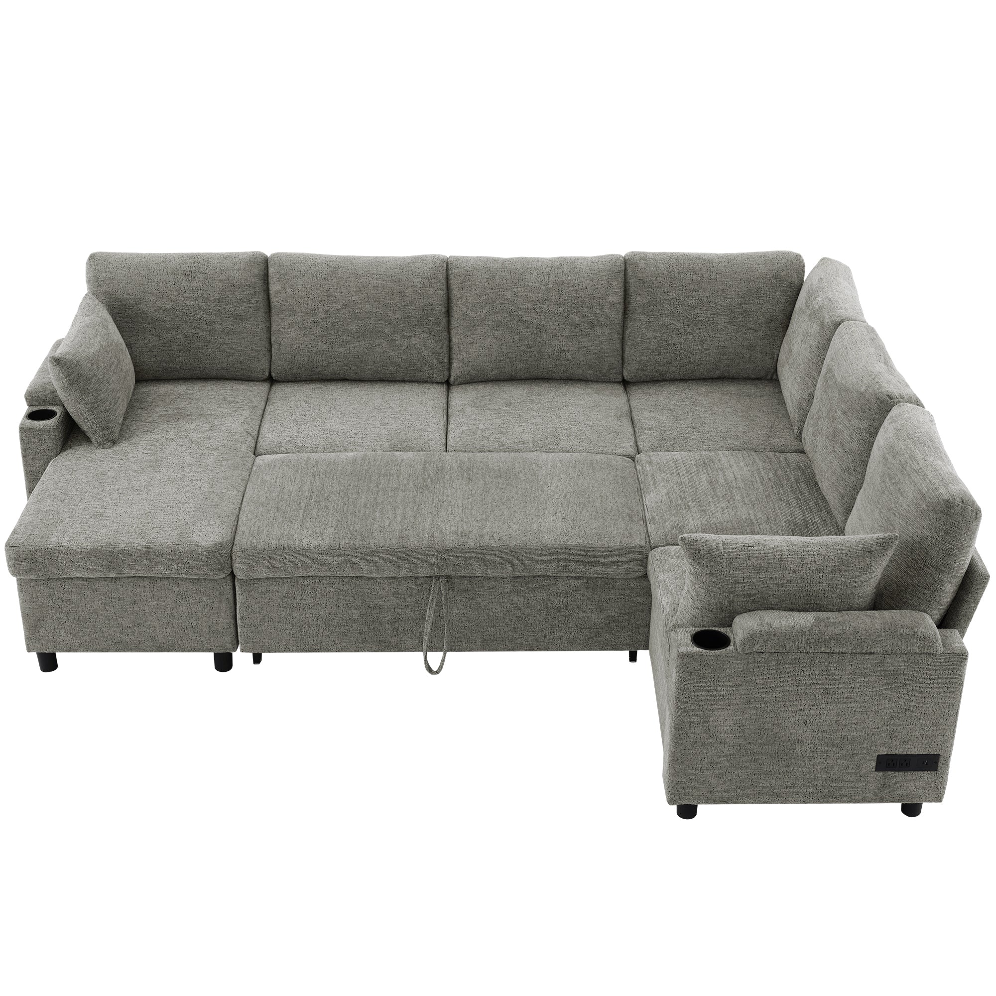Light grey Anthony & Home chenille sectional sofa bed with plush cushions and modern design, perfect for versatile living spaces.