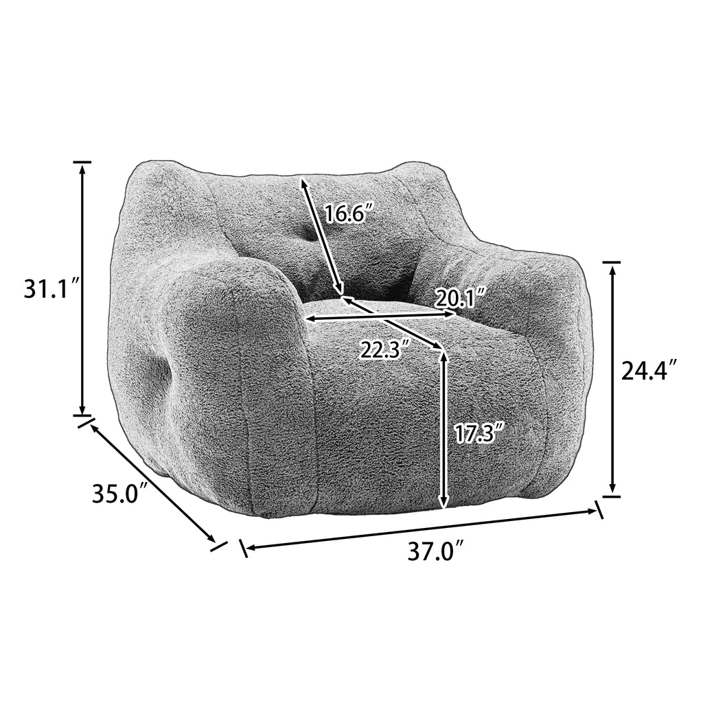 Anthony & Home Atelier Collection foam-filled bean bag chair with armrests, ideal for living rooms and bedrooms.