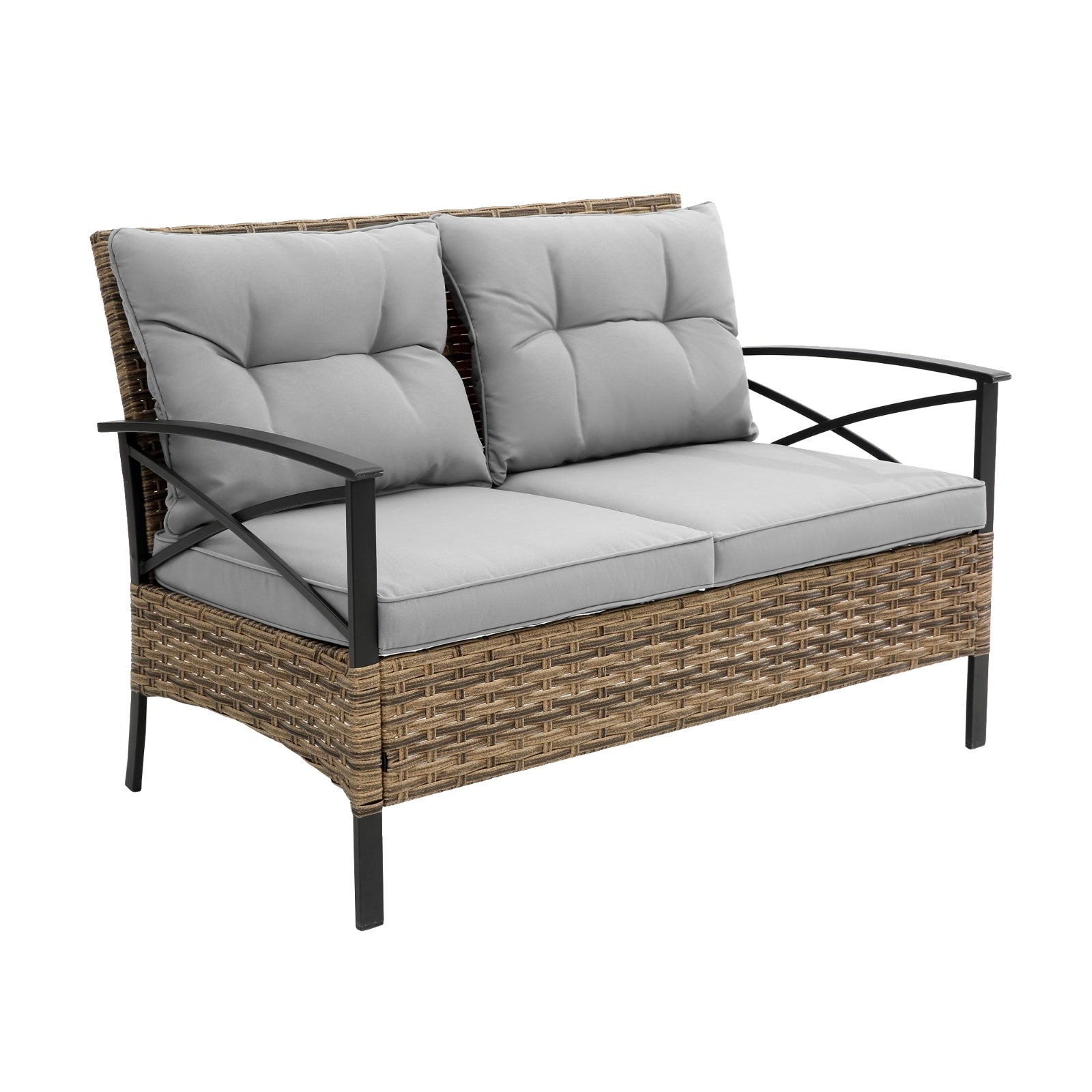 Patio 4 Piece Sectional Sofa Set KD Rattan Wicker Outdoor