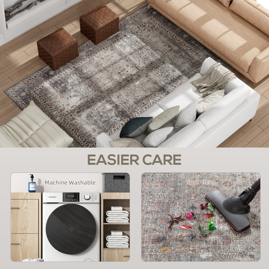 Machine Washable Area Rug 8x10 Non Slip Traditional Rug