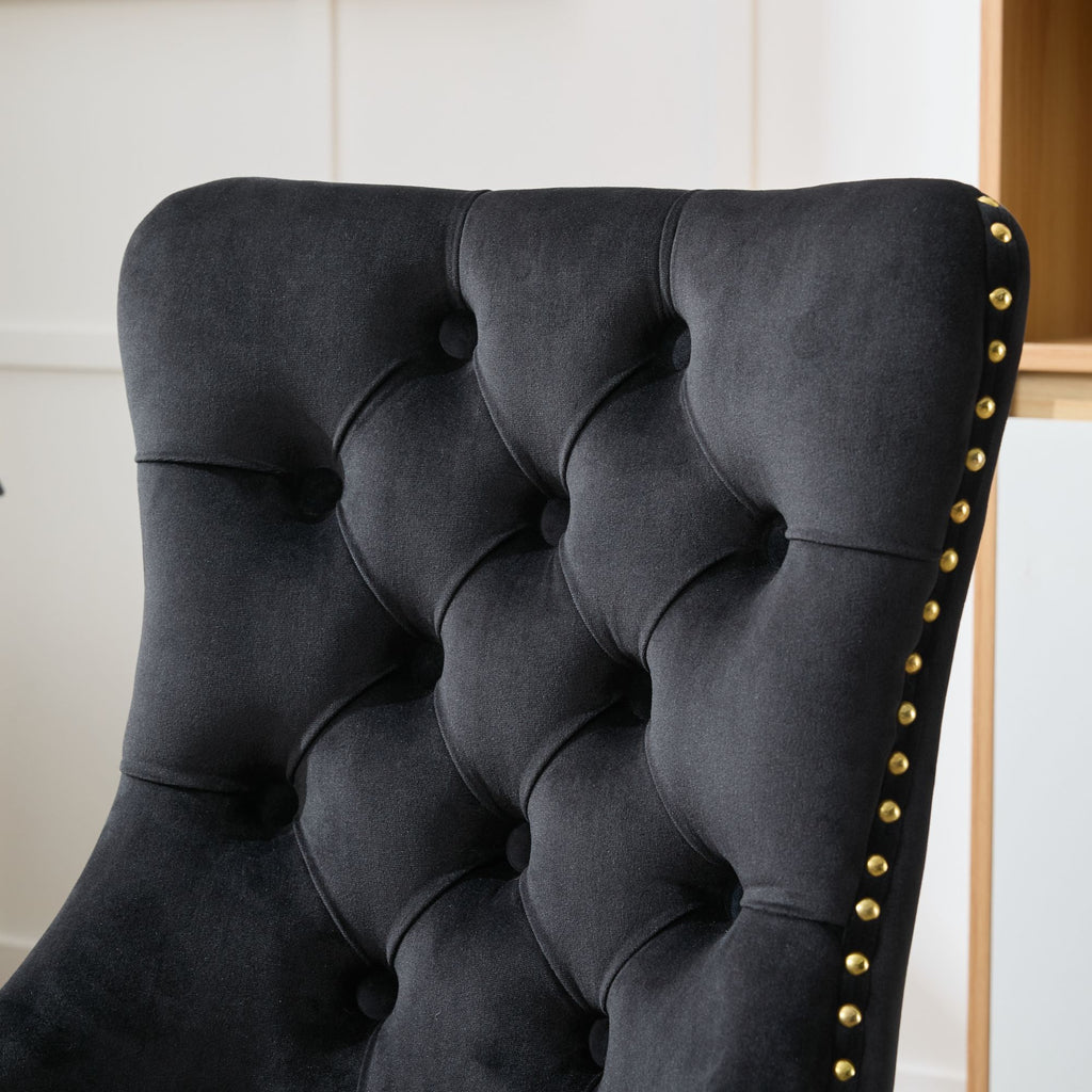 Anthony & Home Studio Velvet Tufted Office Chair with plush upholstered seat and backrest, modern design, and wooden base.