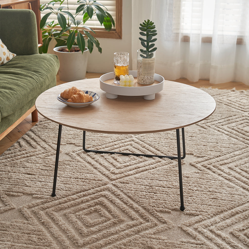 Anthony & Home marble-top round coffee table with minimalist design, perfect for small apartments in American style.