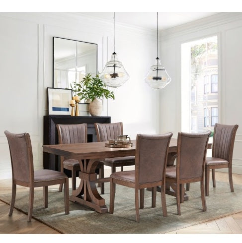 Oak Rubber Wood Dining Table For 6 To 8 With Trestle Base