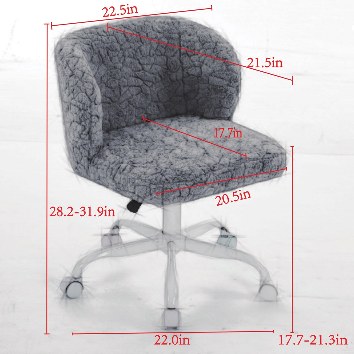 Violet Atelier rabbit-hair office chair with metal base by Anthony & Home, featuring plush rabbit-hair upholstery and modern design.