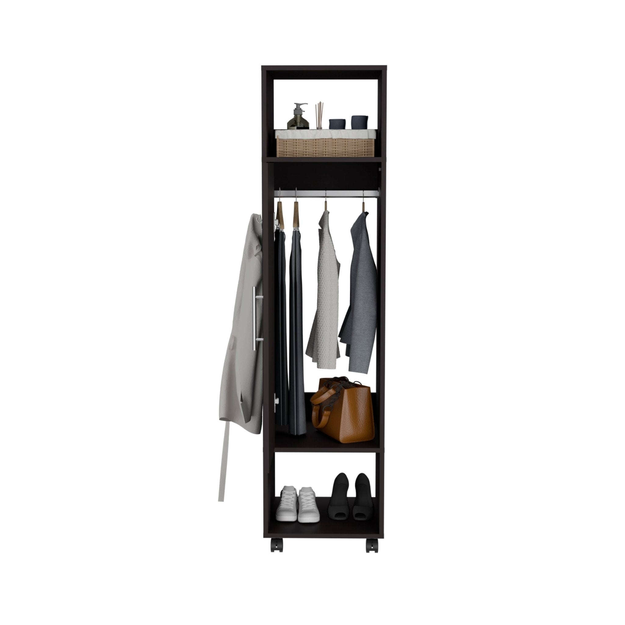 Limited edition matte-black armoire with mirror by Anthony & Home, showcasing sleek design and reflective surface.