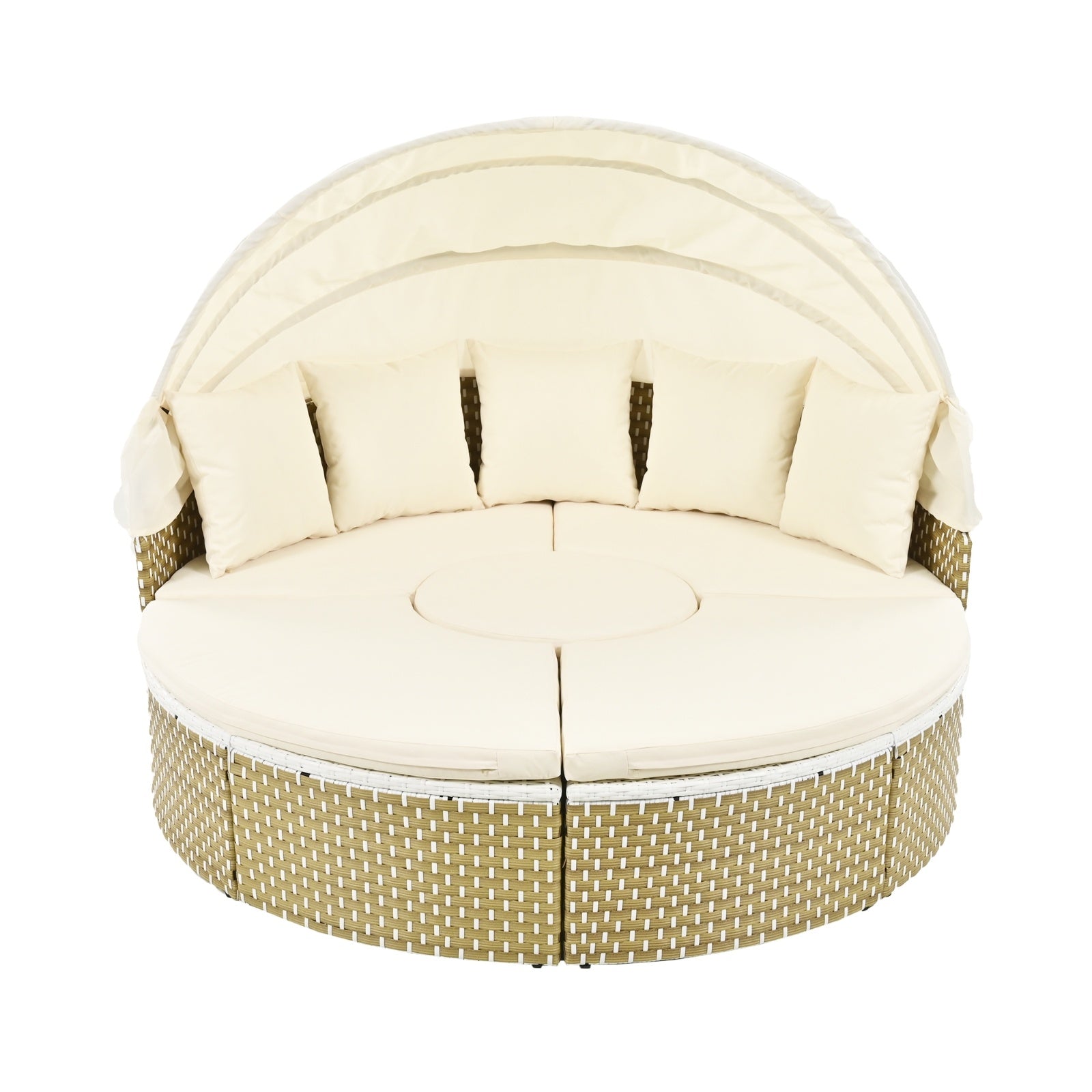 Topmax Patio Outdoor Sectional Sofa Set Rattan Daybed Beige
