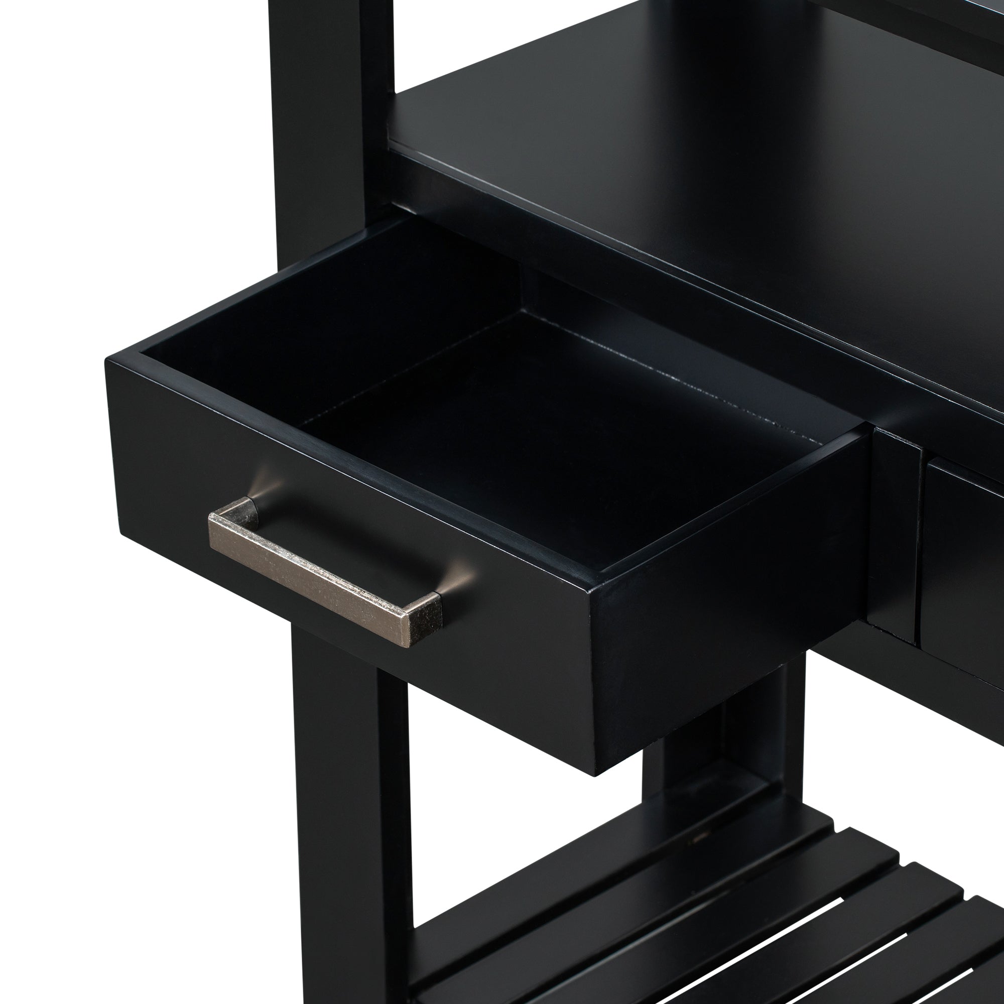 Anthony & Home U Style Signature Painted Black Console Table with sleek design and smooth surface.