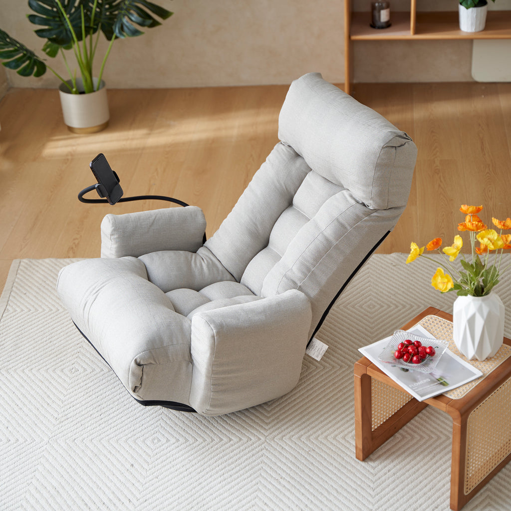 Gray Anthony & Home swivel lounge chair with 360-degree rotation, featuring a modern design and comfortable cushioning.