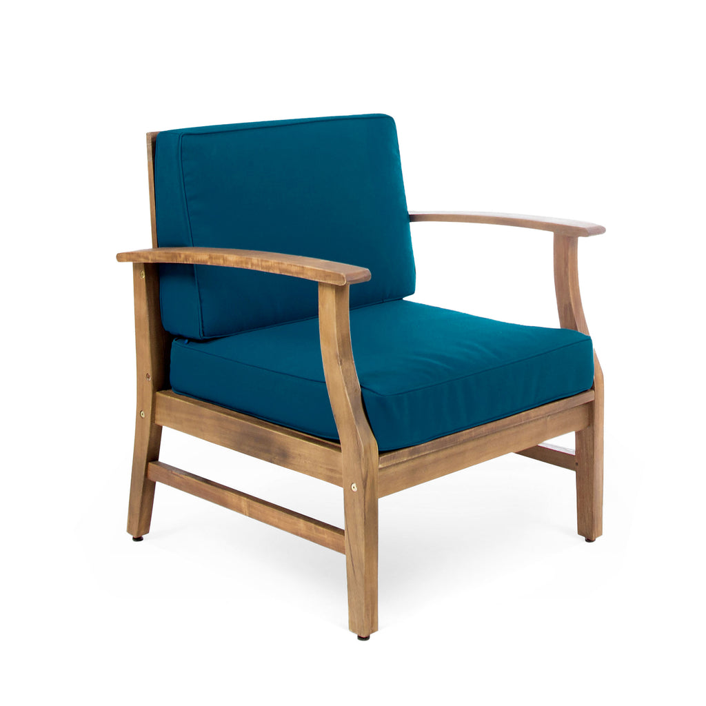 Set of two Anthony & Home Perla Club Chairs in luxurious velvet blue with modern design.