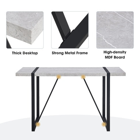 Modern 55 Inch Rectangular Dining Table For 4 People Gray