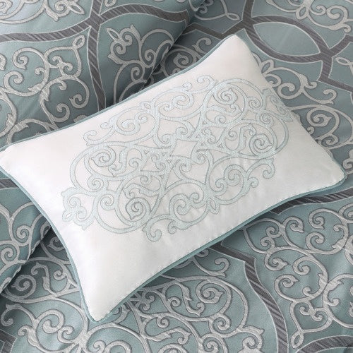 Blue Queen 12 Piece Comforter Set With Cotton Bed Sheets
