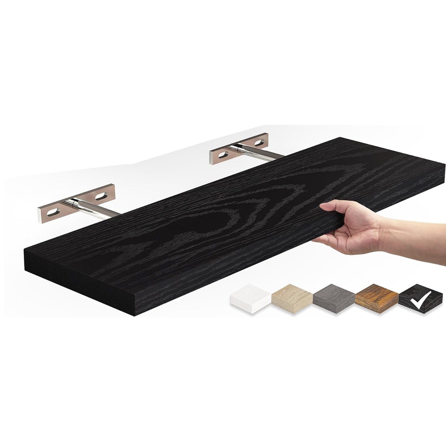 Wall Storage Hanging Solid Wood Shelf Black White Brown