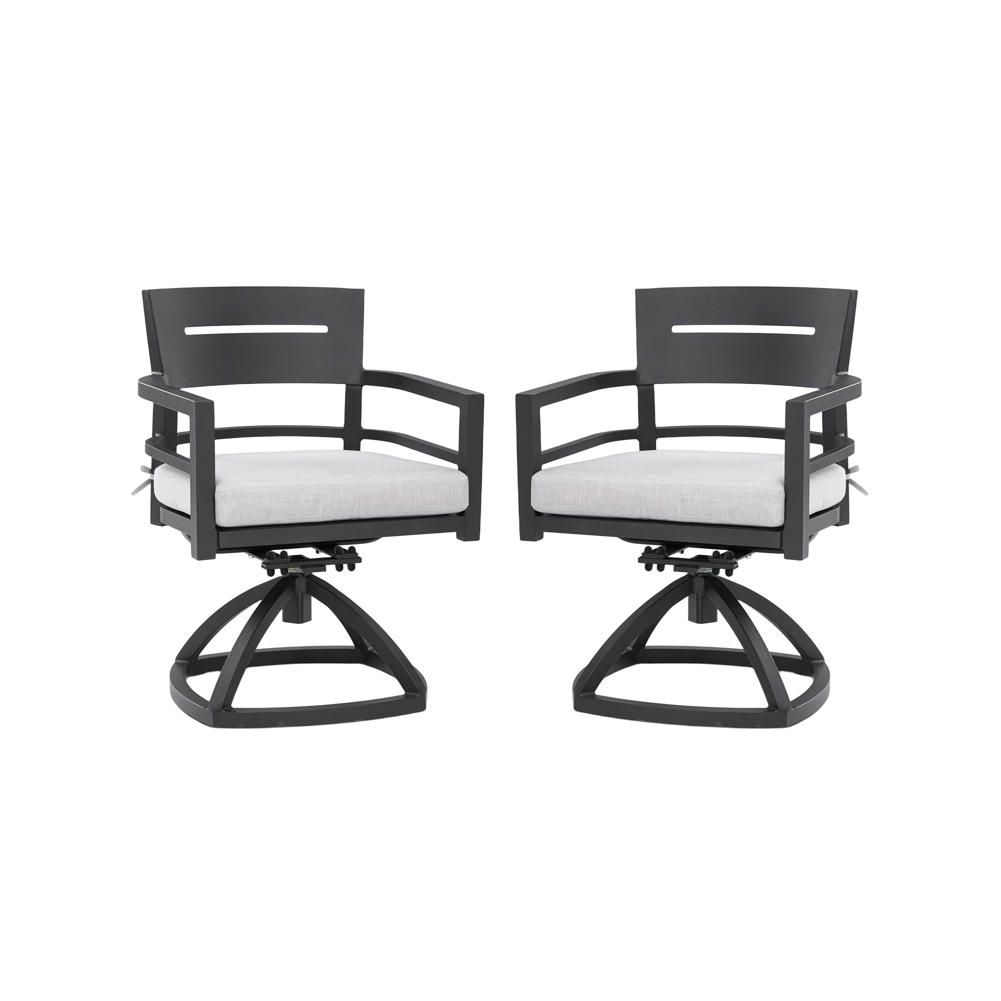 Outdoor swivel rocker set with Sunbrella cushions by Anthony & Home, featuring comfortable, stylish outdoor seating.