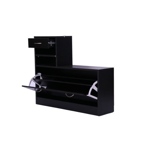 Three In One Gate Cabinet With Shoe Storage Mirror Black