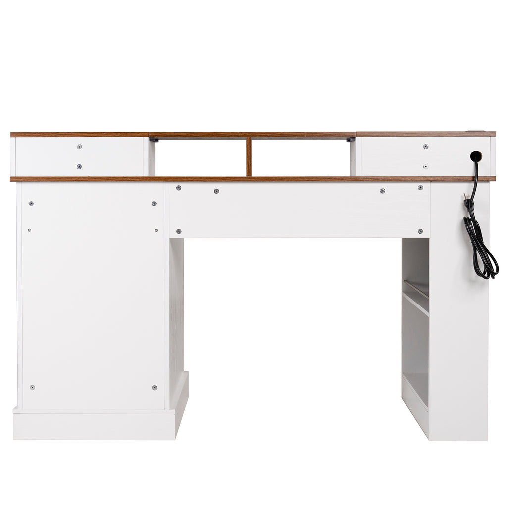 Anthony & Home Studio Barn Door Desk with storage and charging station, featuring a rustic wood finish and sliding barn door design.