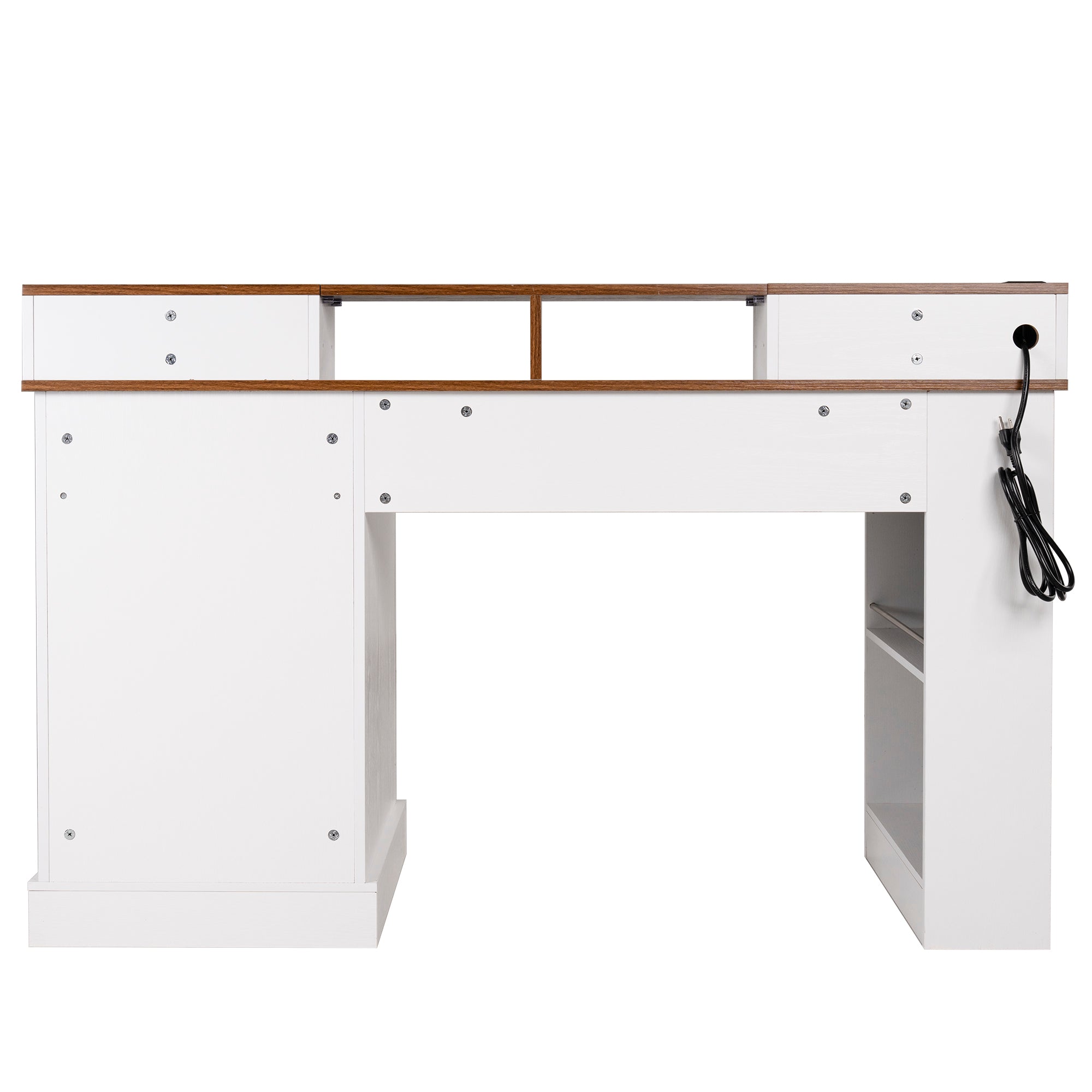 Anthony & Home Studio Barn Door Desk with storage and charging station, featuring a rustic wood finish and sliding barn door design.