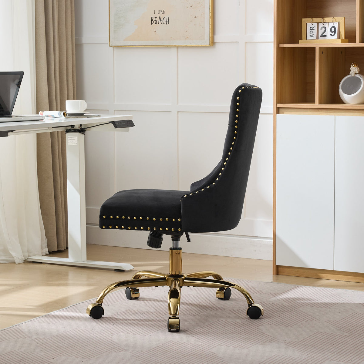 Anthony & Home Studio Velvet Tufted Office Chair with a plush velvet finish and tufted backrest for stylish office seating.