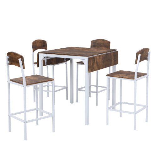 Topmax Farmhouse Counter Height Drop Leaf Dining Table Set