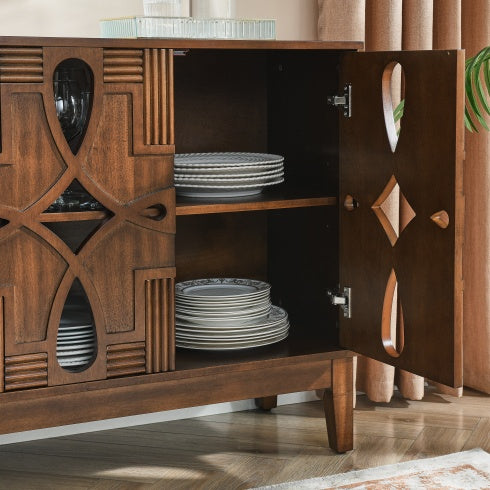 60.5 Inch Walnut Mid Century Modern Sideboard Buffet Cabinet