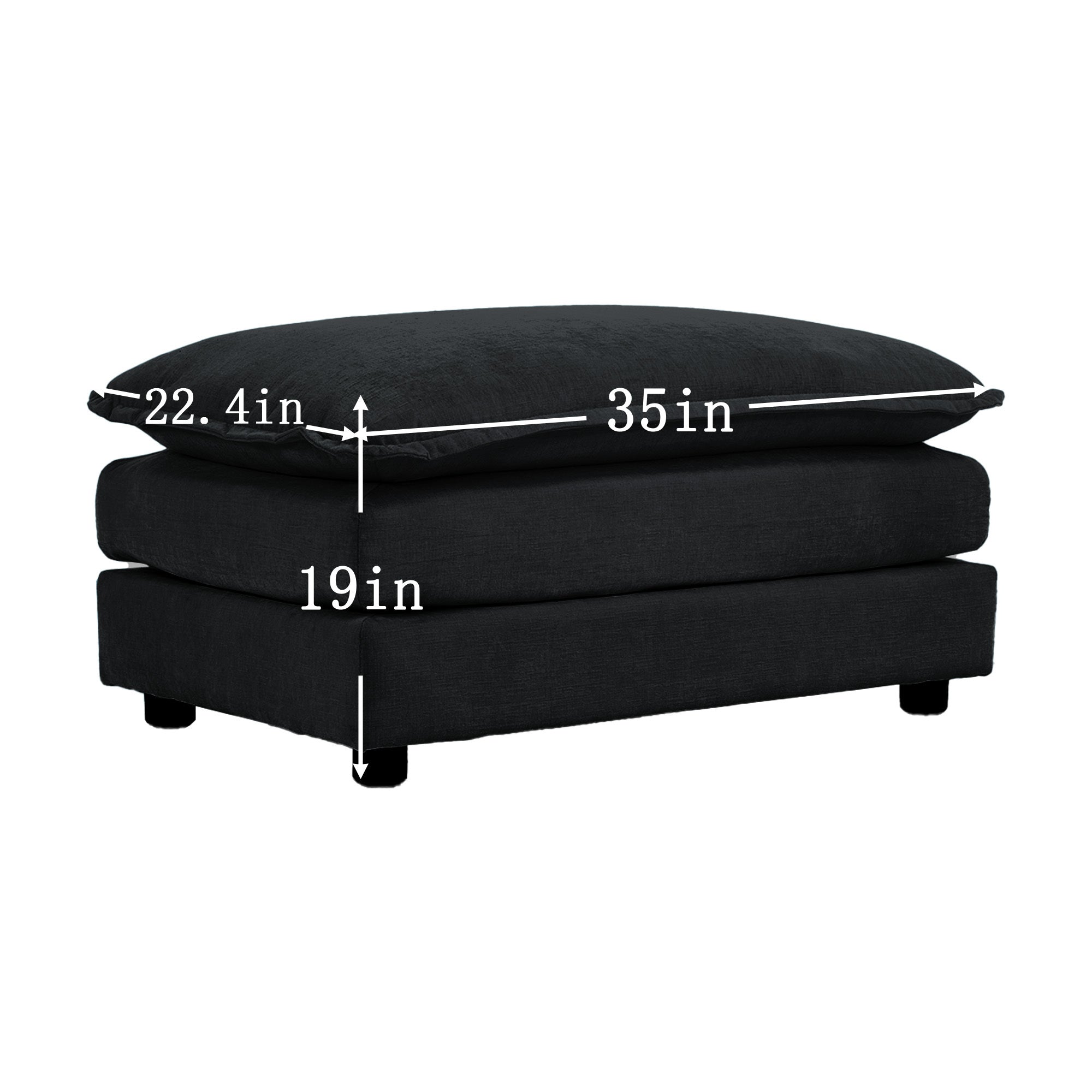 Anthony & Home black chenille oversized L-shaped sectional with reversible ottoman, featuring a modern modular design.