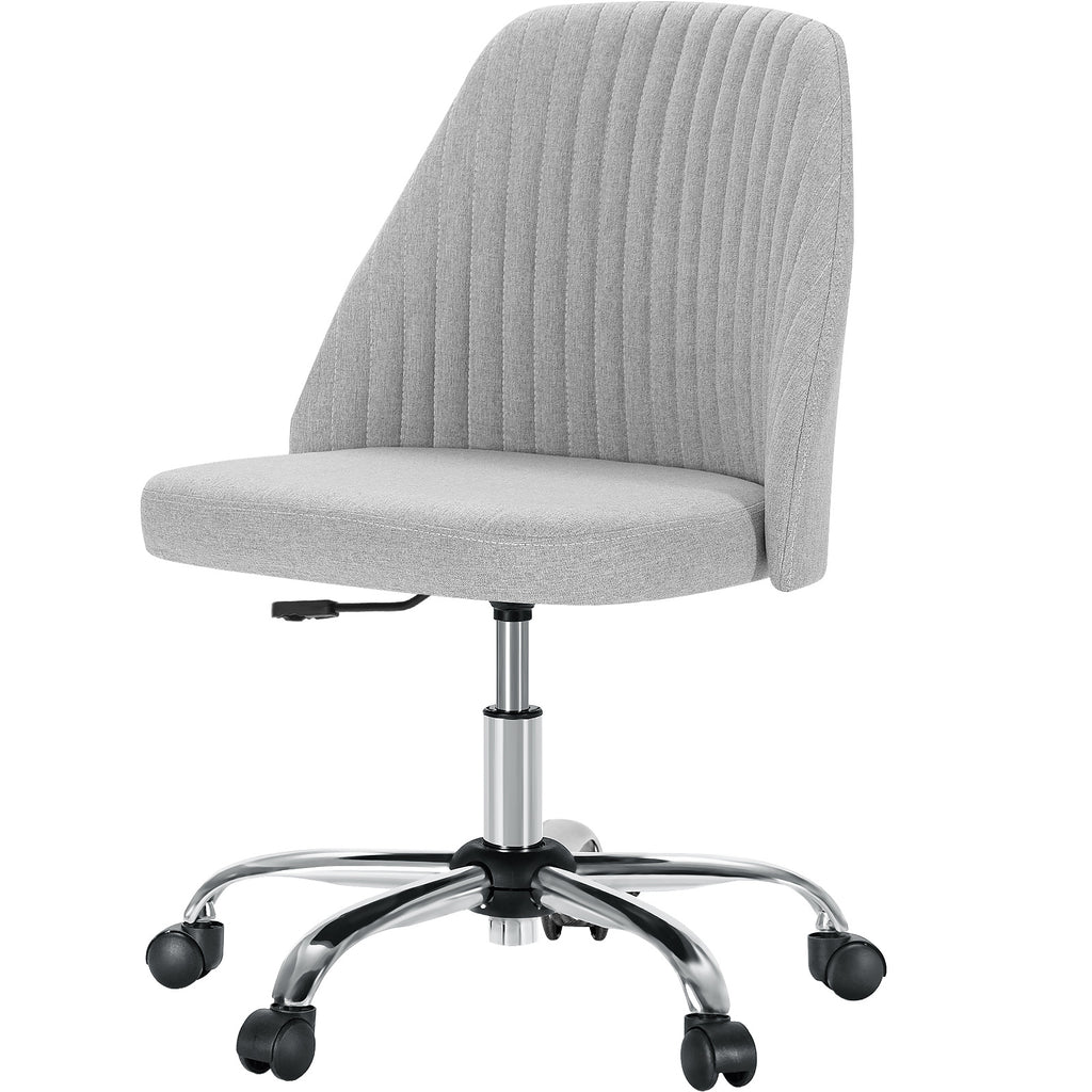 Modern Fabric Armless Swivel Office Chair With Wheels