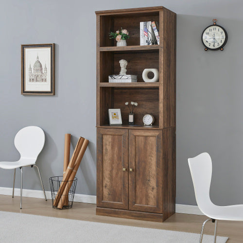 1 Door Bookshelf With USB Port And 3 Open Shelf Rustic Brown