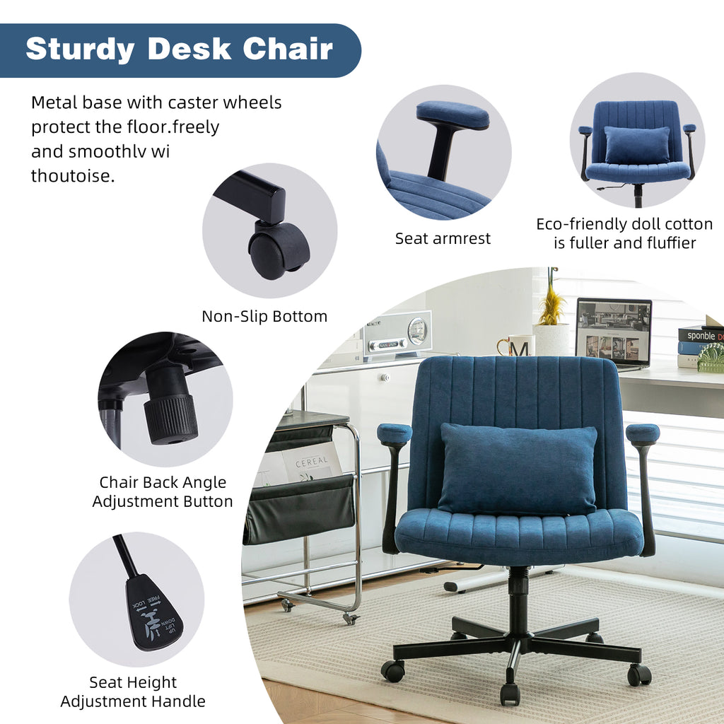 Anthony & Home Atelier Velvet Office Chair with crisscross armrests, featuring plush velvet upholstery and modern design.