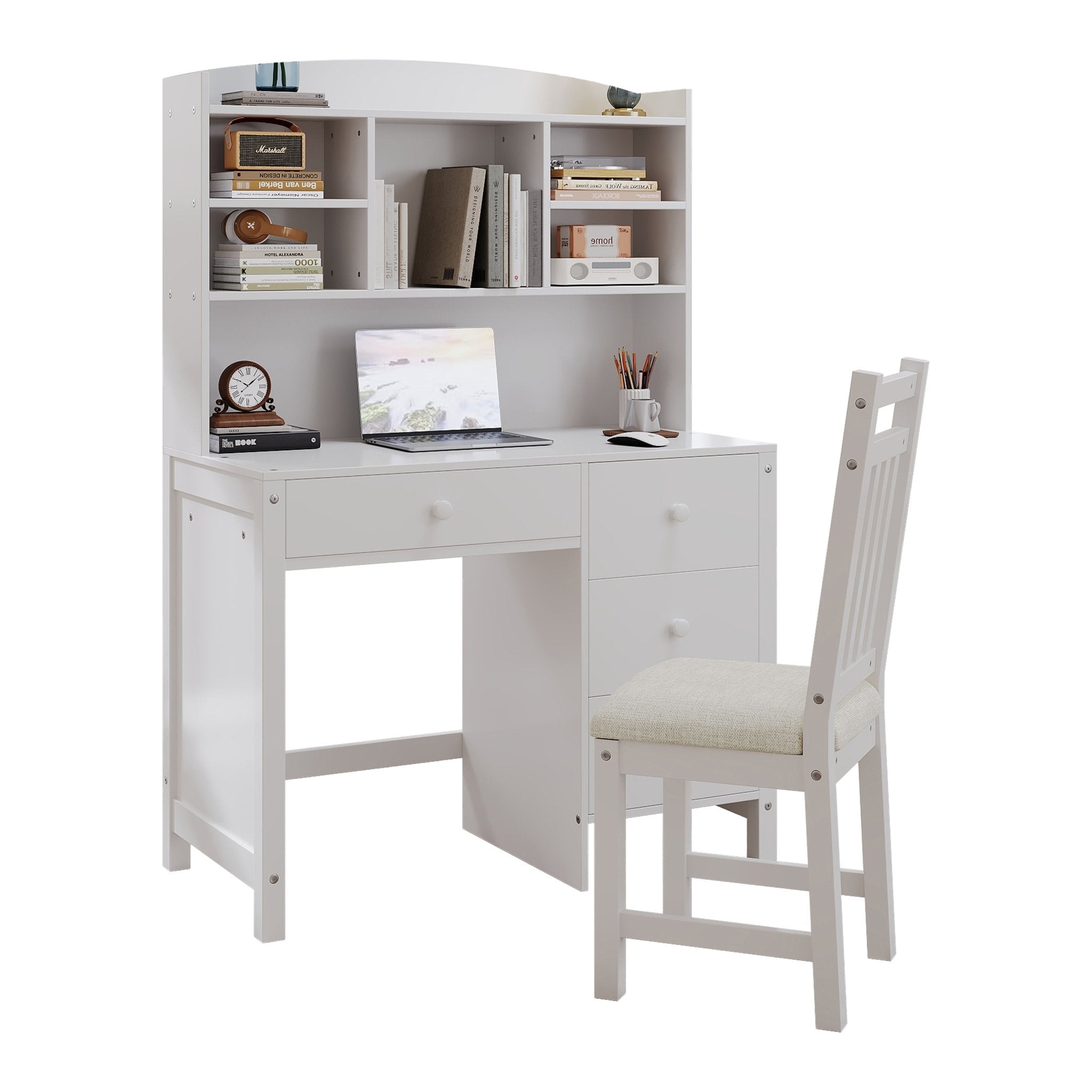 Heritage Collection vintage wood executive desk and matching chair by Anthony & Home, showcasing classic craftsmanship and rich wood finish.