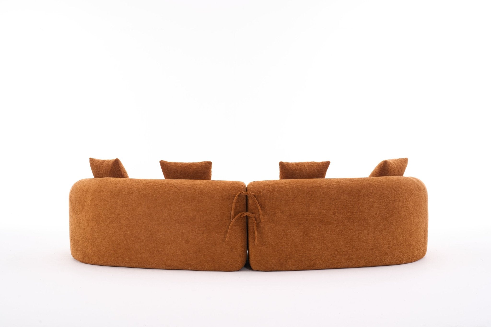 Orange Anthony & Home Signature Chenille Modular Sectional Sofa with plush cushions and contemporary design.