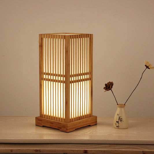 Japanese Bamboo Table Lamp Bedside E27 Handmade Lighting