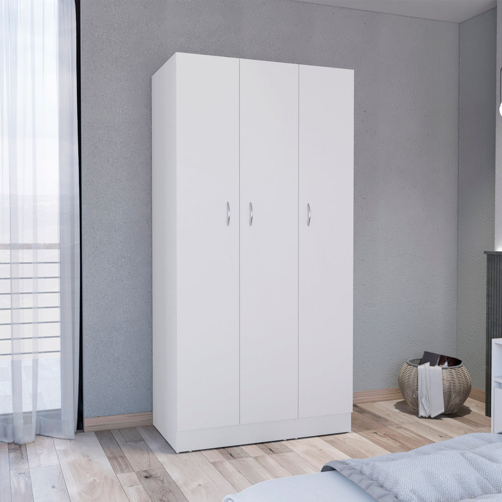White Pine Wardrobe Armoire Modern Style With Three Doors And Two Drawers Limited Edition