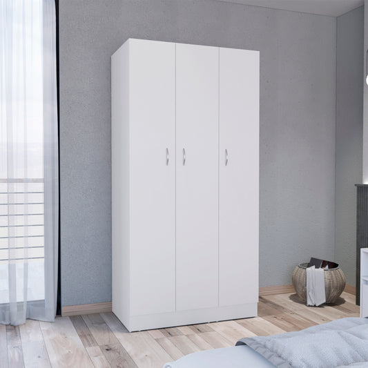 White Pine Wardrobe Armoire Modern Style With Three Doors And Two Drawers Limited Edition