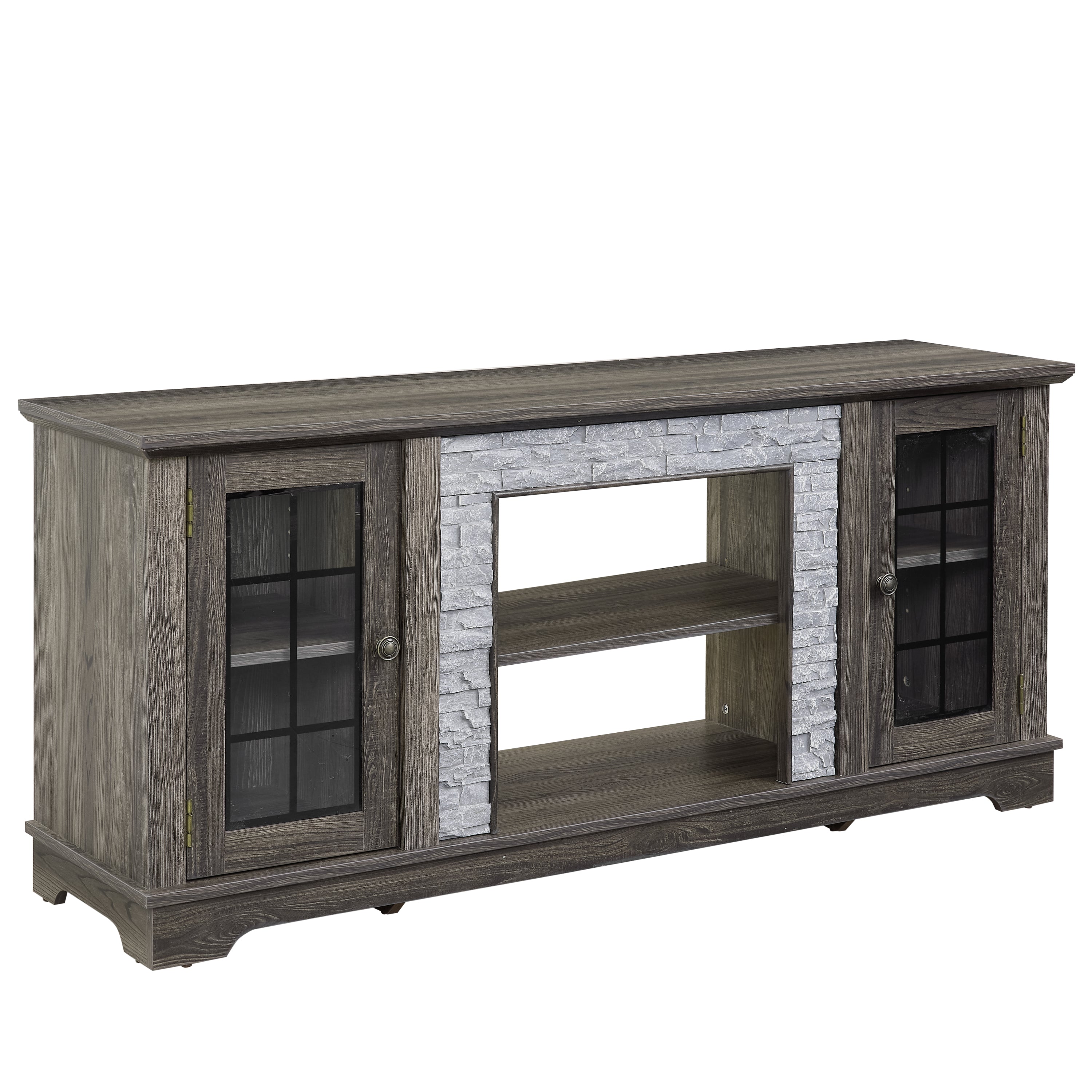 Anthony & Home Atelier Faux Stone Grey TV stand with storage compartments and modern design, perfect for living room decor.