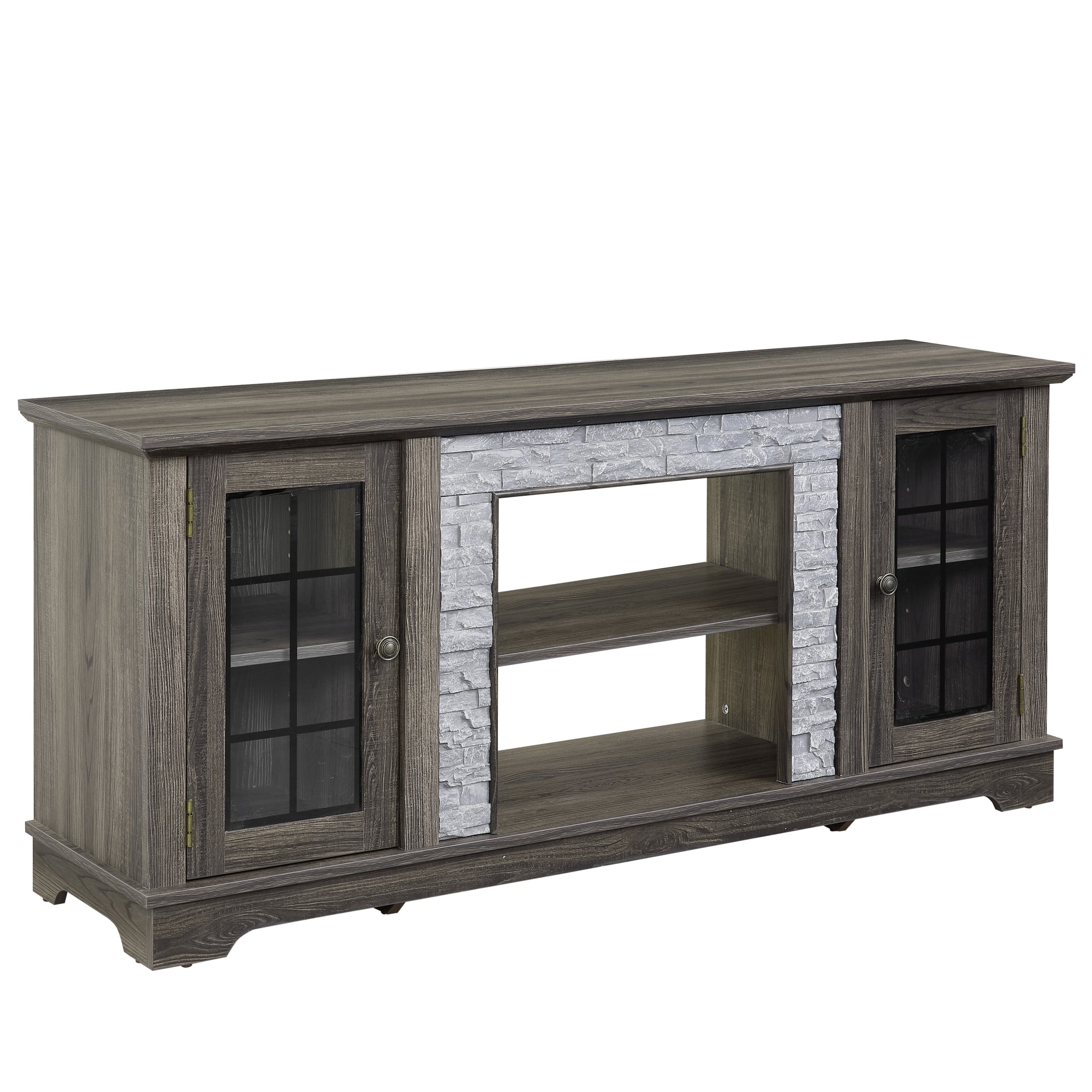 Anthony & Home Atelier Faux Stone Grey TV stand with storage compartments and modern design, perfect for living room decor.