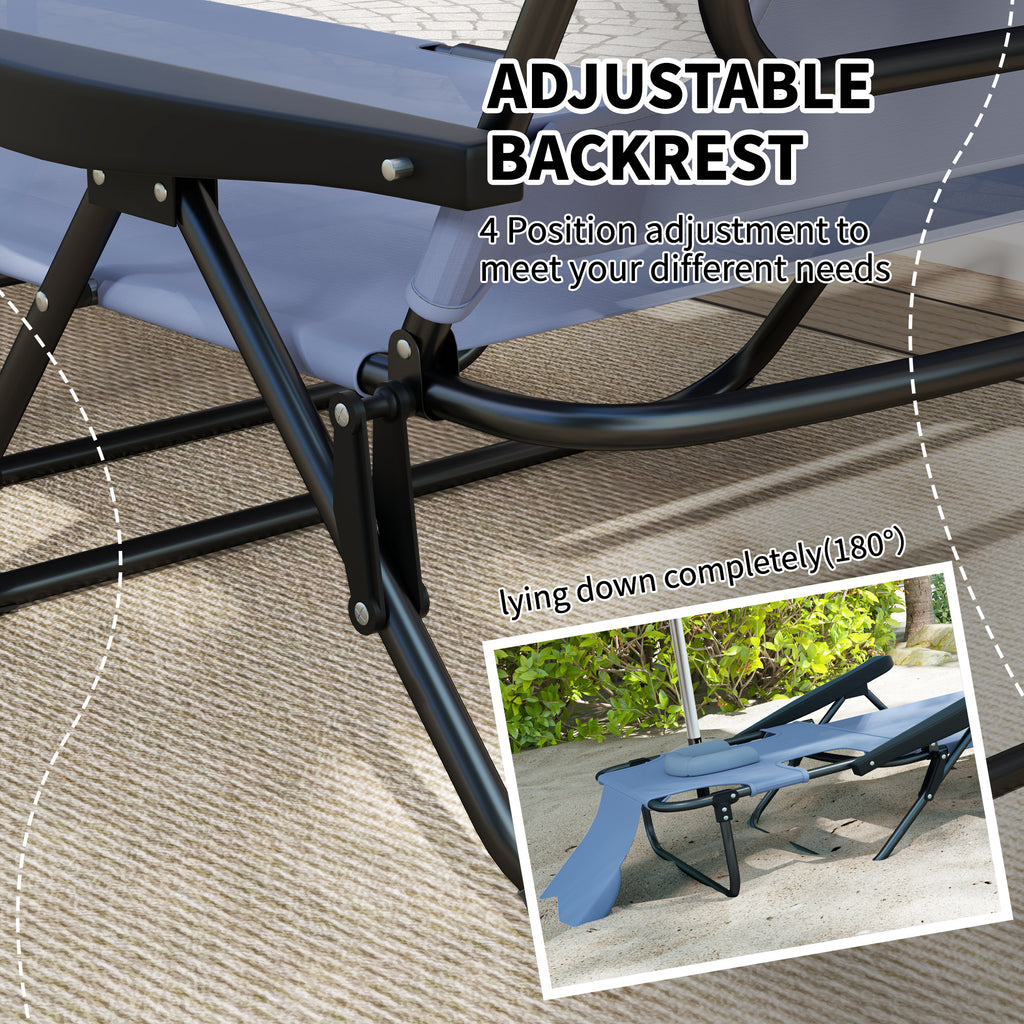 Durable Portable Beach Poolside Lounge Chairs Black Or Gray
