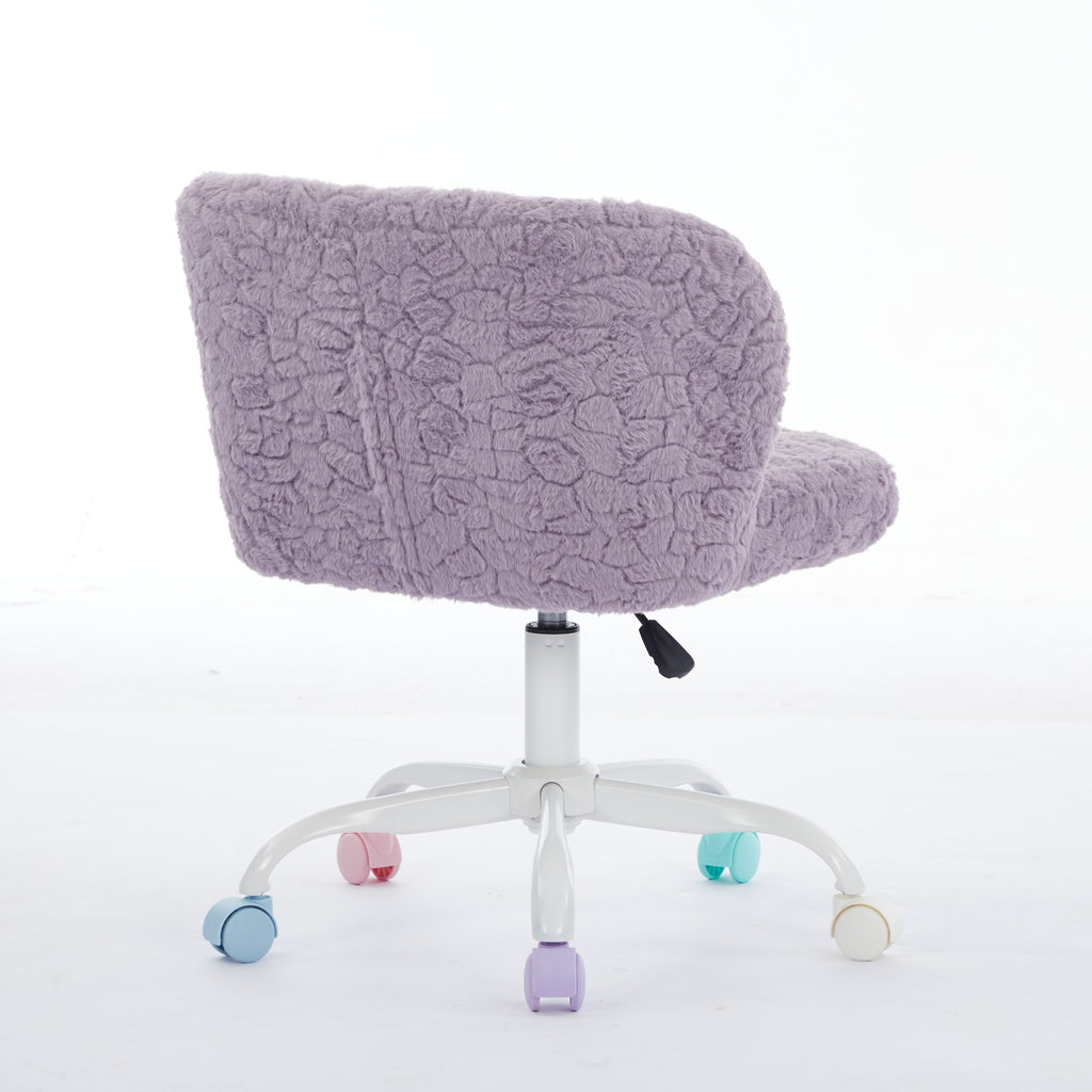 Violet Atelier Rabbit-Hair Office Chair with metal base by Anthony & Home, showcasing plush rabbit-hair upholstery and sleek design.