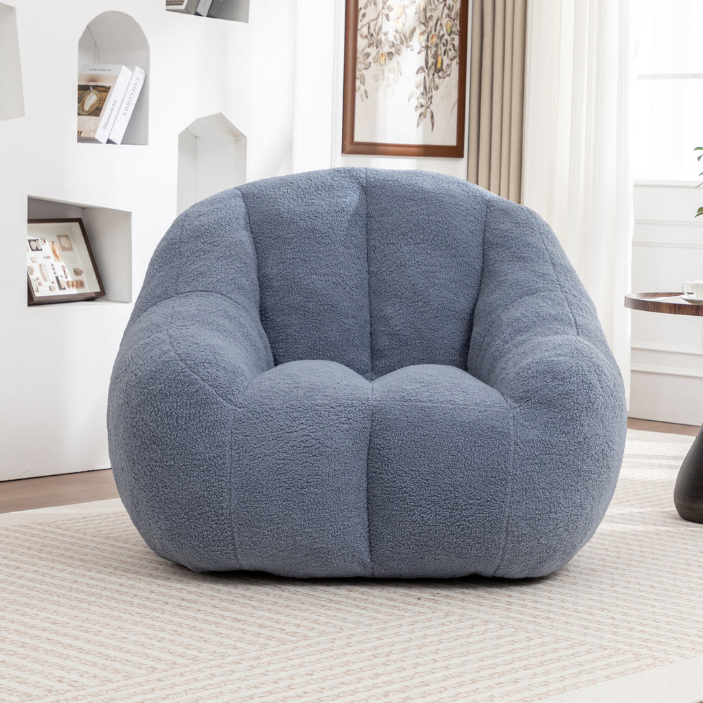 Light blue Anthony & Home Signature Memory Foam Bean Bag Chair with tufted design, cozy and supportive for relaxing.