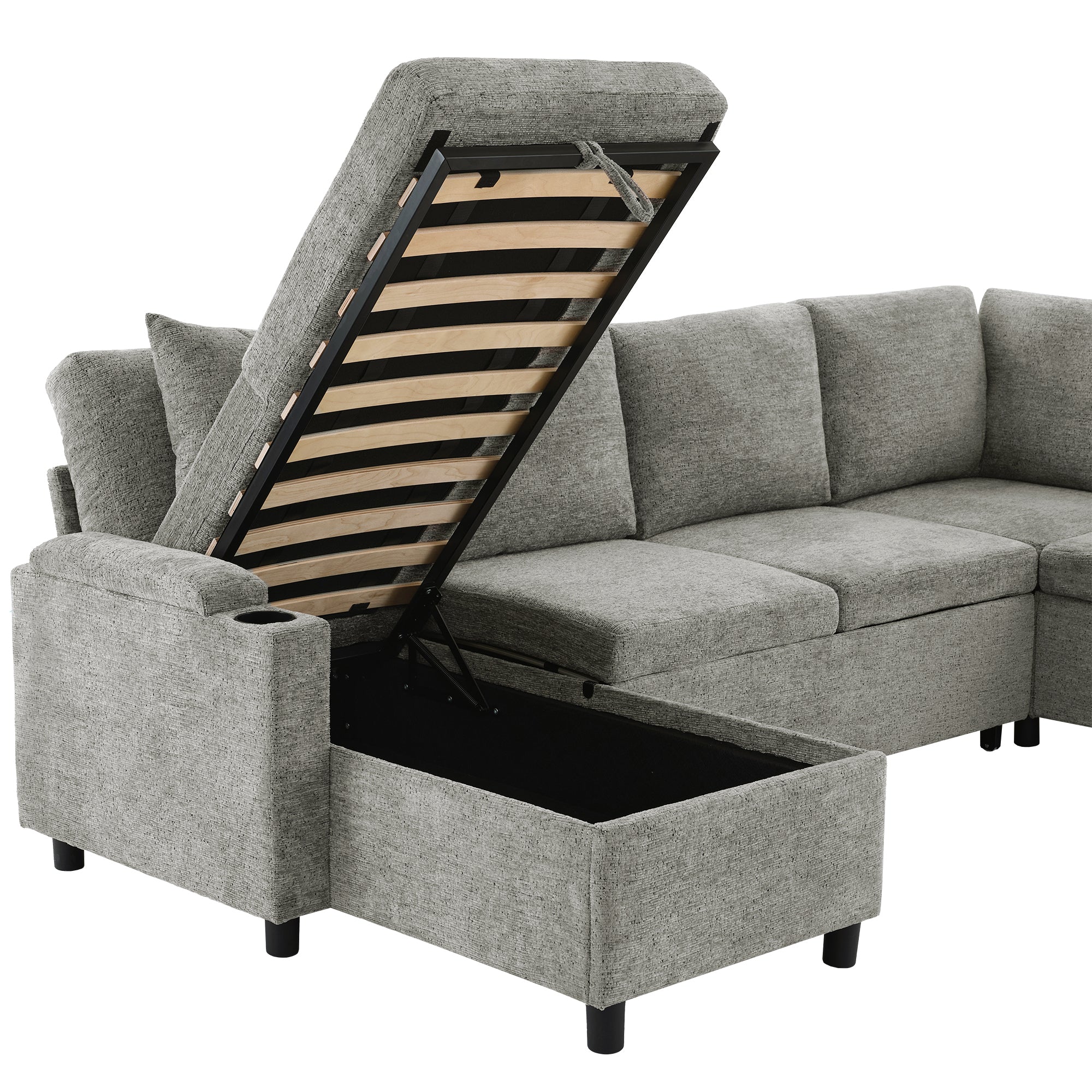 Light grey Anthony & Home Chenille sectional sofa bed in an exclusive edition, showcasing plush upholstery and modern design.