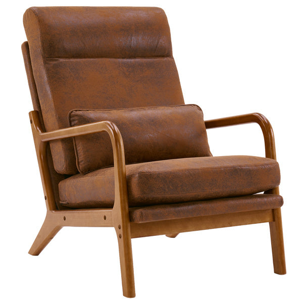 High Back Indoor Lounge Chair With Solid Wood Armrests