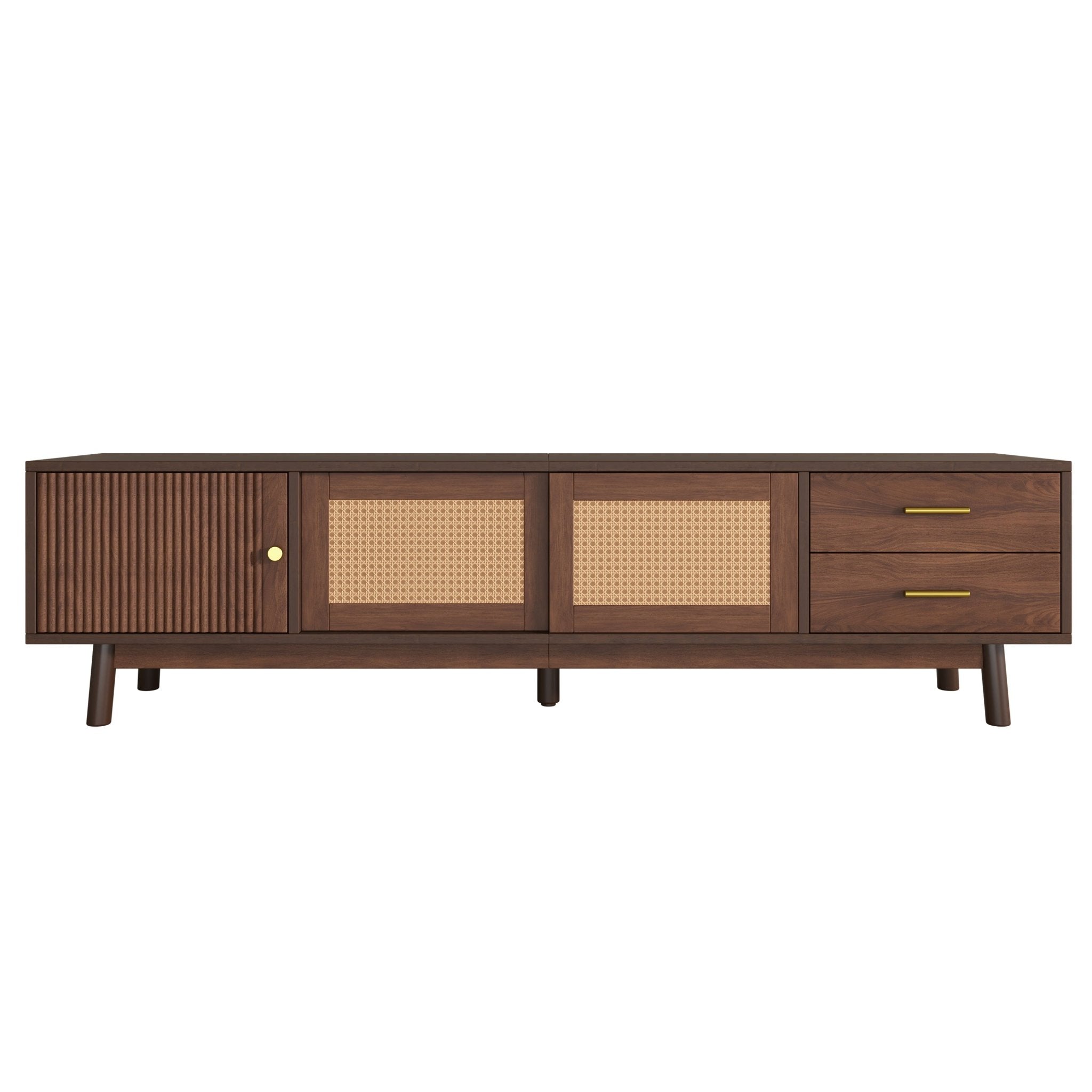 Dark brown solid wood Heritage Collection TV stand by Anthony & Home with sleek design and ample storage space.