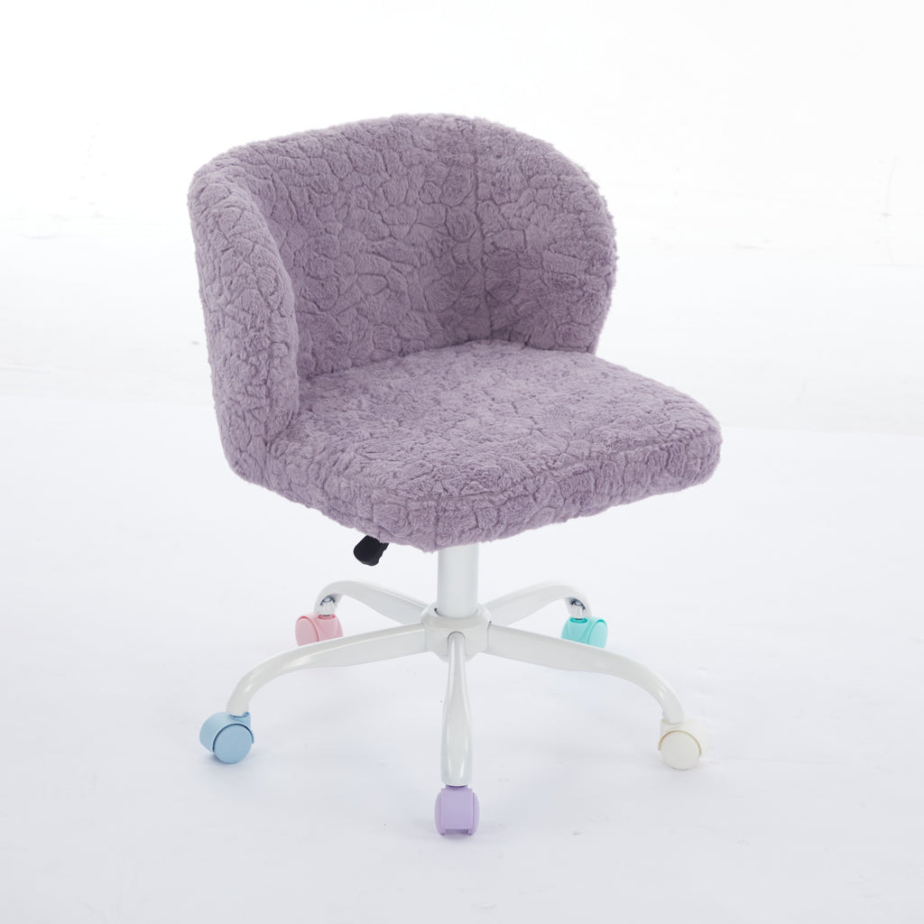 Violet Atelier rabbit-hair office chair with metal base by Anthony & Home, featuring plush upholstery and ergonomic design.