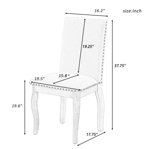 TREXM 4 Wooden Cushioned Fabric Upholstered Dining Chairs
