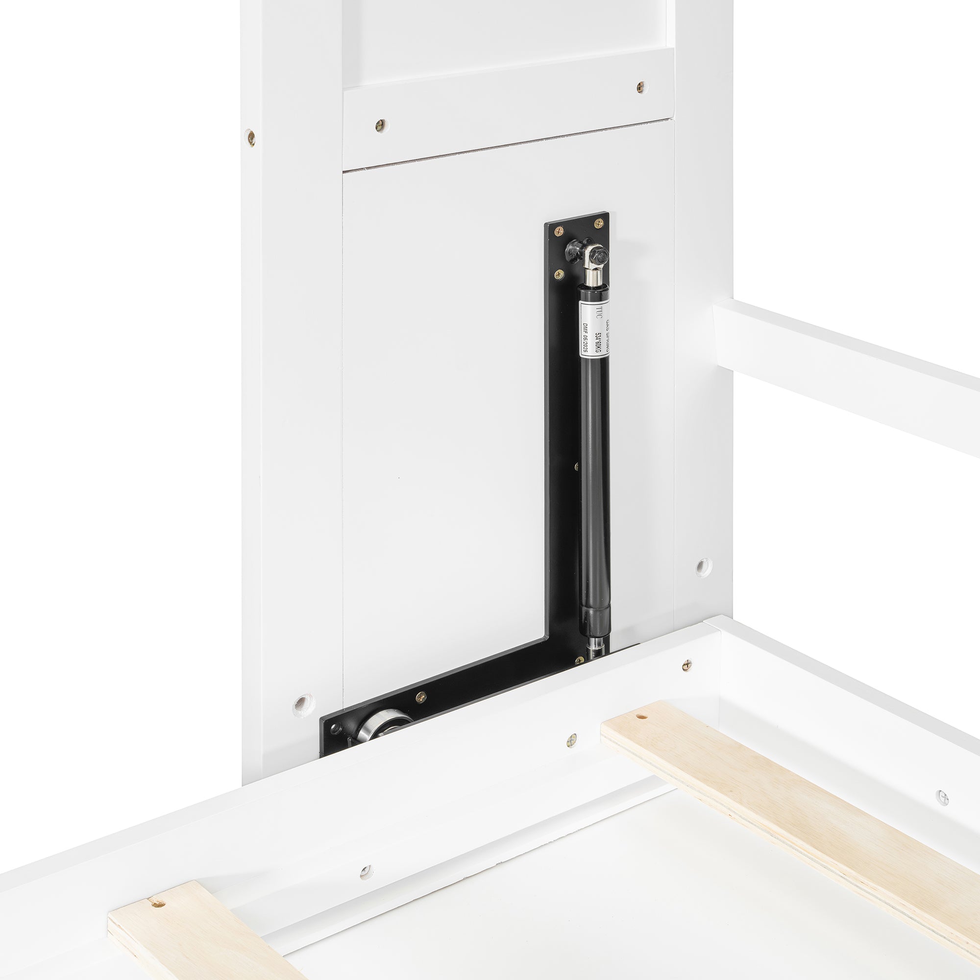 White twin-size solid wood Murphy bed with TV stand, two drawers, and cabinets by Anthony & Home